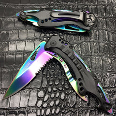 Tac Force Spring Assisted Rainbow Blade Tactical Rescue Pocket Hunting Knife
