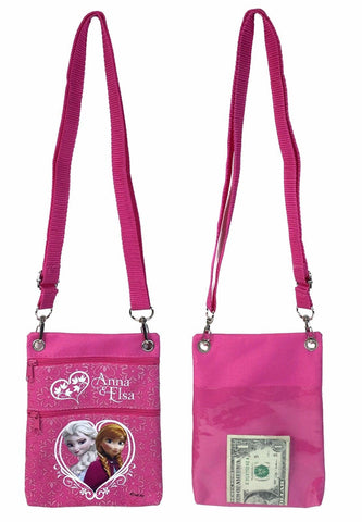 Disney Frozen Pink Elsa Anna Wallet Camera Pouch Bag Purse Shoulder Strap 7.5"