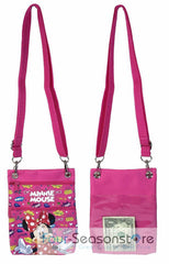 Disney Dark Pink Minnie Mouse Wallet Camera Pouch Bag Purse Shoulder Strap 7.5"