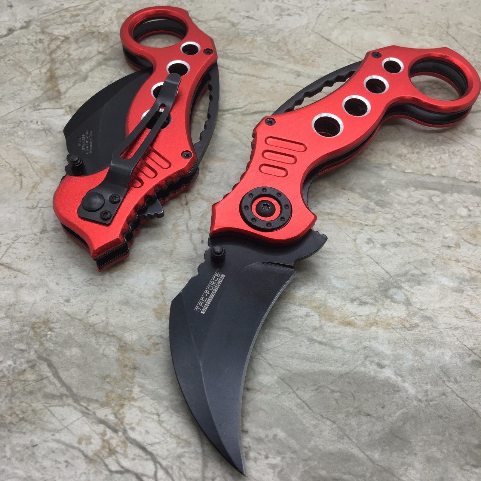 TAC FORCE Red Spring Assisted KARAMBIT STYLE Tactical Pocket Knife