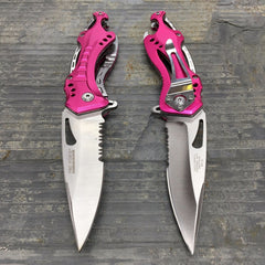 Tac Force Spring Assisted Pink Gentlemen Tactical Rescue Pocket Hunting Knife