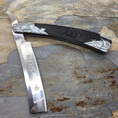 Dark Side Blades 5.5" Barbor Shop Razor Blade, Black Grim Reaper Handle