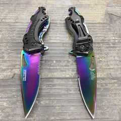 TAC FORCE Spring Open Rainbow Gentleman High Carbon Outdoor Tactical Rescue Pocket Knife