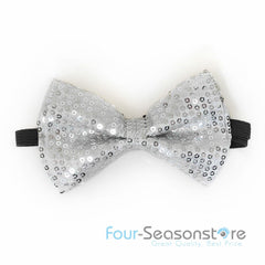Silver Glitter Bow Tie
