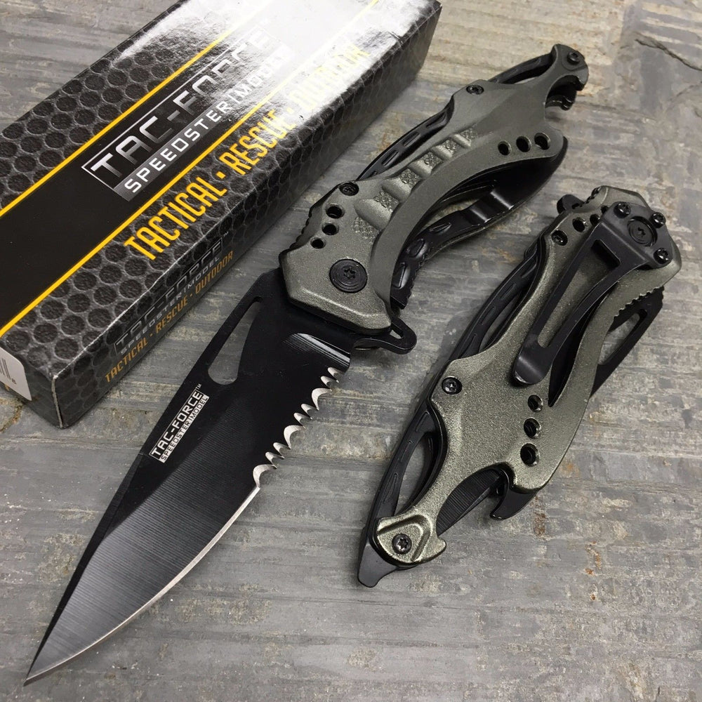 Tac Force Assisted Open Gray Beer Opener Tatical Outdoor Hunting Pocket Knife