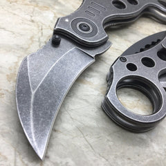 TAC FORCE Stone Wash Spring Assisted KARAMBIT STYLE Tactical Pocket Knife