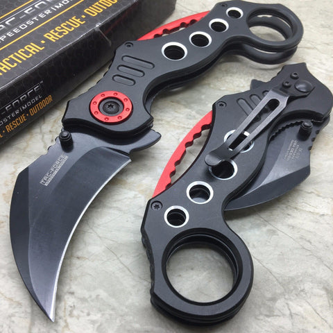 TAC FORCE Spring Assisted KARAMBIT STYLE Tactical Pocket Knife w/ Black Blade