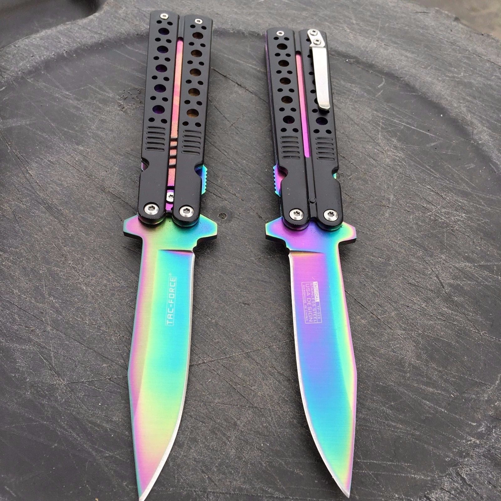 Tac Force Spring Assisted Rainbow Blade Folding Aluminum Handle Pocket Knife