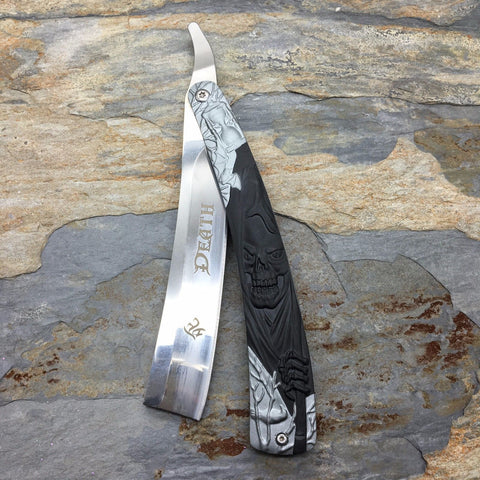 Dark Side Blades 5.5" Barbor Shop Razor Blade, Black Grim Reaper Handle