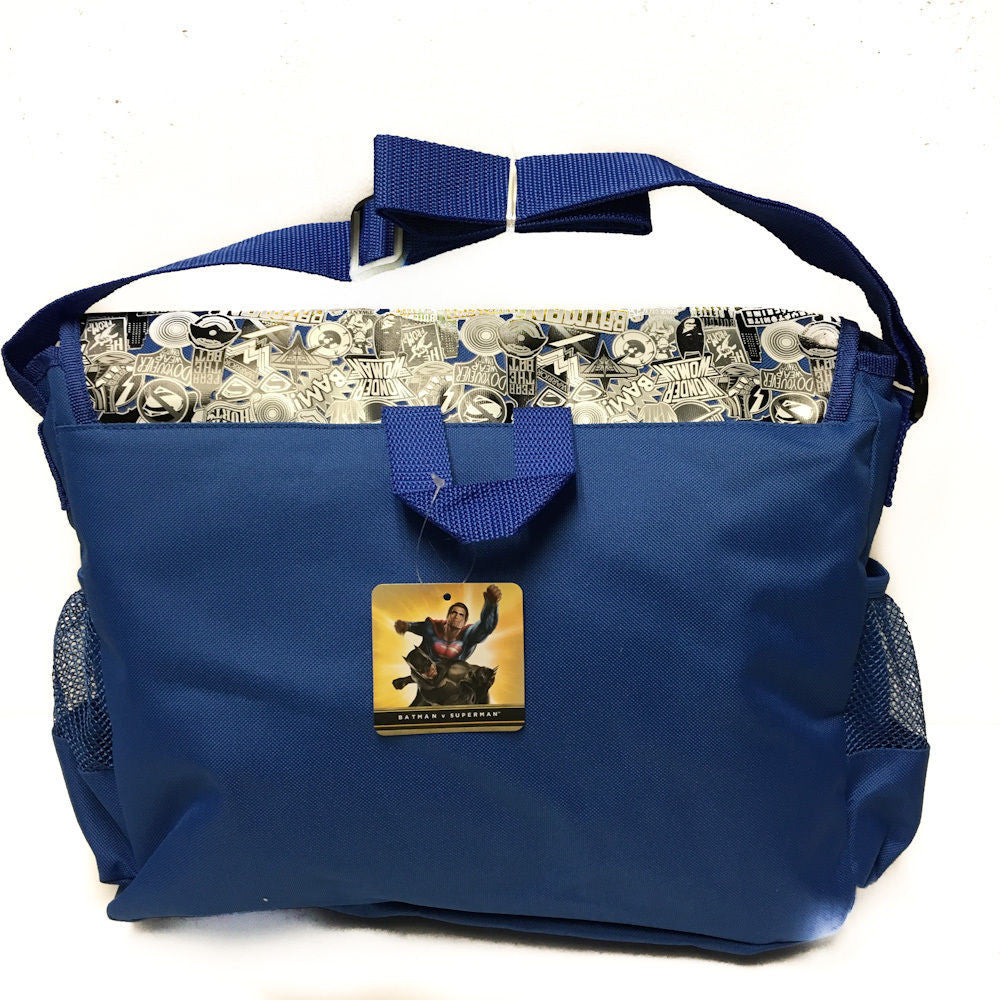 DC Comis Batman vs Superman 16" Large Blue Messenger Backpack School Book Bag