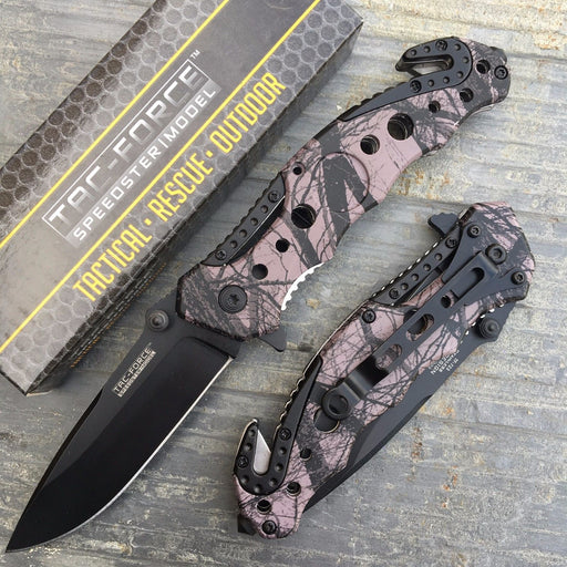 Tac Force Emergency Rescue Grey Camo Aluminum Pocket Outdoor Tactical Knife