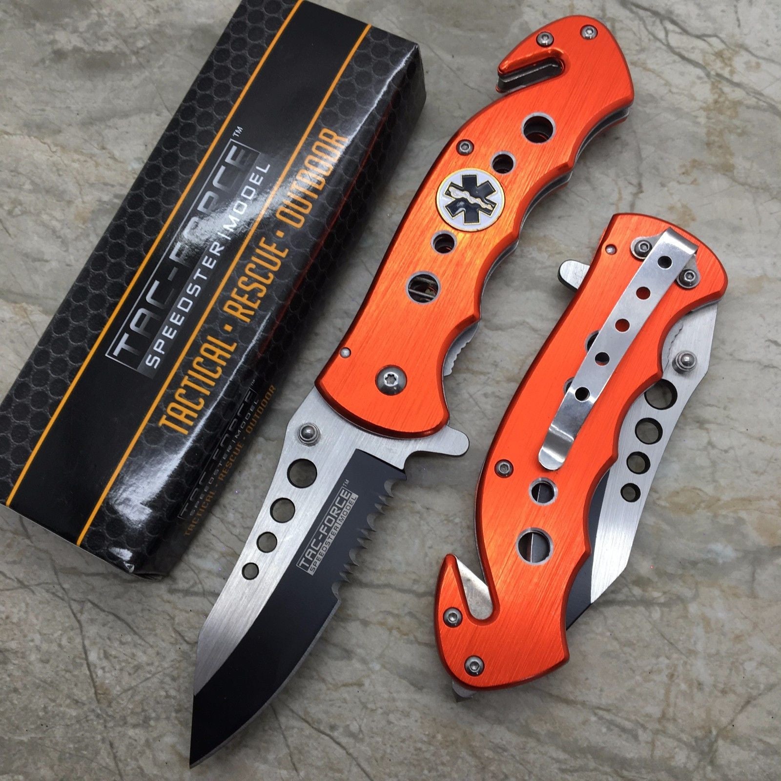 Tac Force Orange Emergency EMT EMS Rescue Handy Medical Pocket Knife