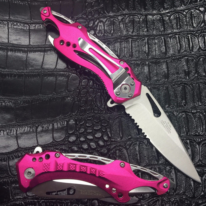 TAC FORCE Assisted Open Folding  Pocket Camping Rescue Blade Pink Knife