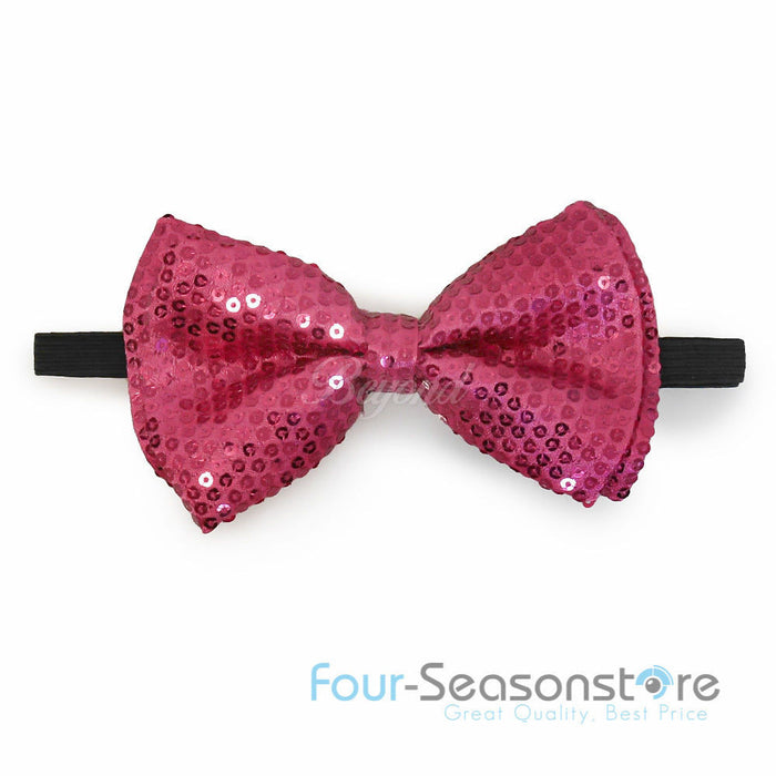 Pink Glitter Bow Tie