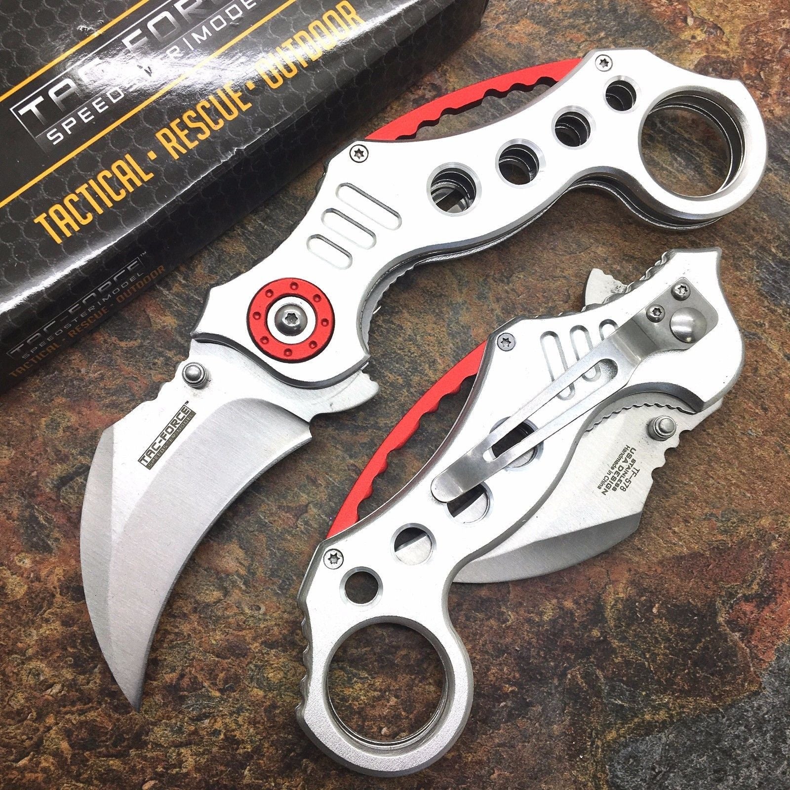 TAC FORCE Silver Spring Assisted Karambit Style Tactical Fantasy Pocket Knife