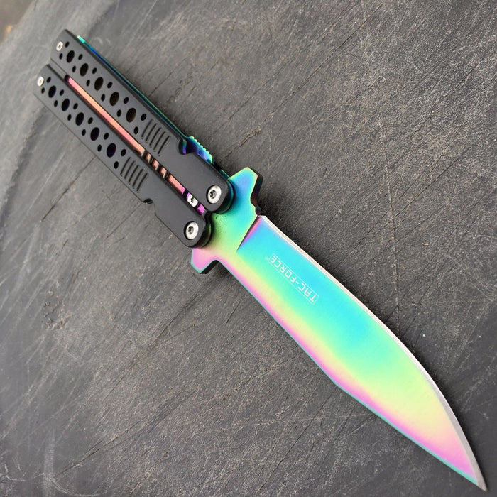 Tac Force Spring Assisted Rainbow Blade Folding Aluminum Handle Pocket Knife