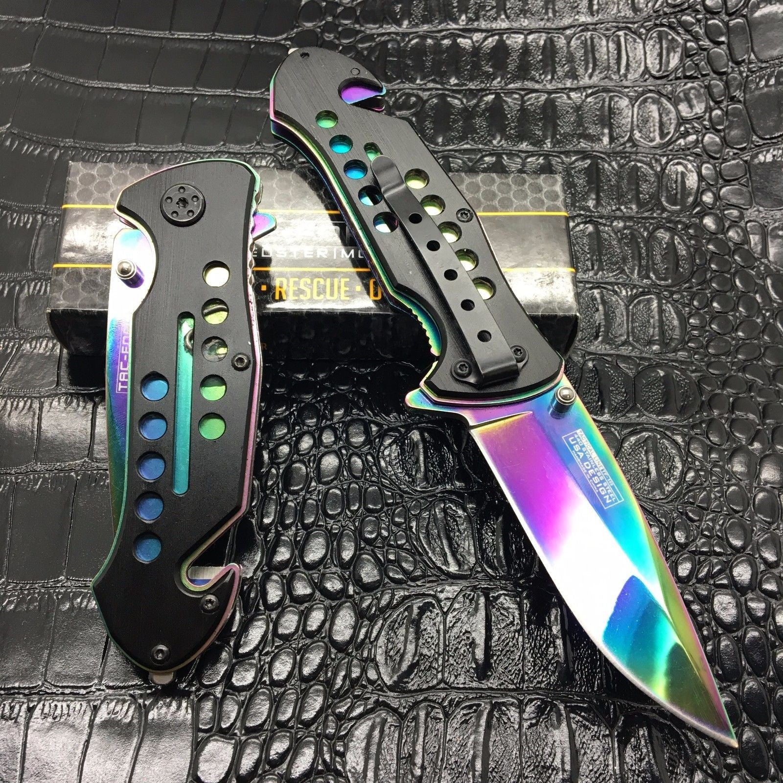 Tac Force Speedster Popular Rainbow Blade Rescue Folding Camping Pocket Knife