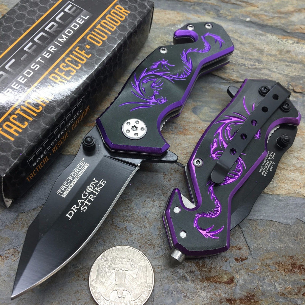  CENTAWAVE Tac-Force Folding Knife PURPLE DRAGON