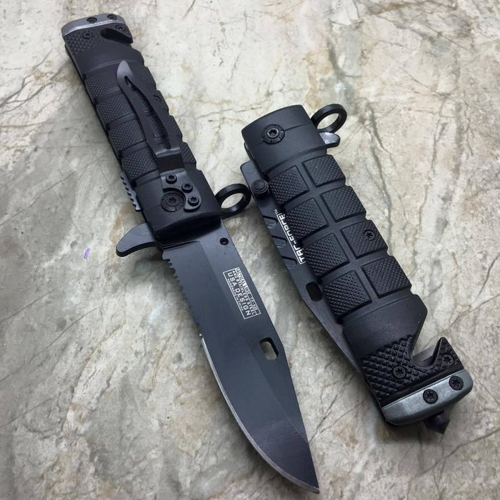 Tac Force Spring Assisted Open Black Bayonet Style Tactical Rescue Pocket Knife