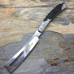 Dark Side Blades 5.5" Barbor Shop Razor Blade, Black Grim Reaper Handle