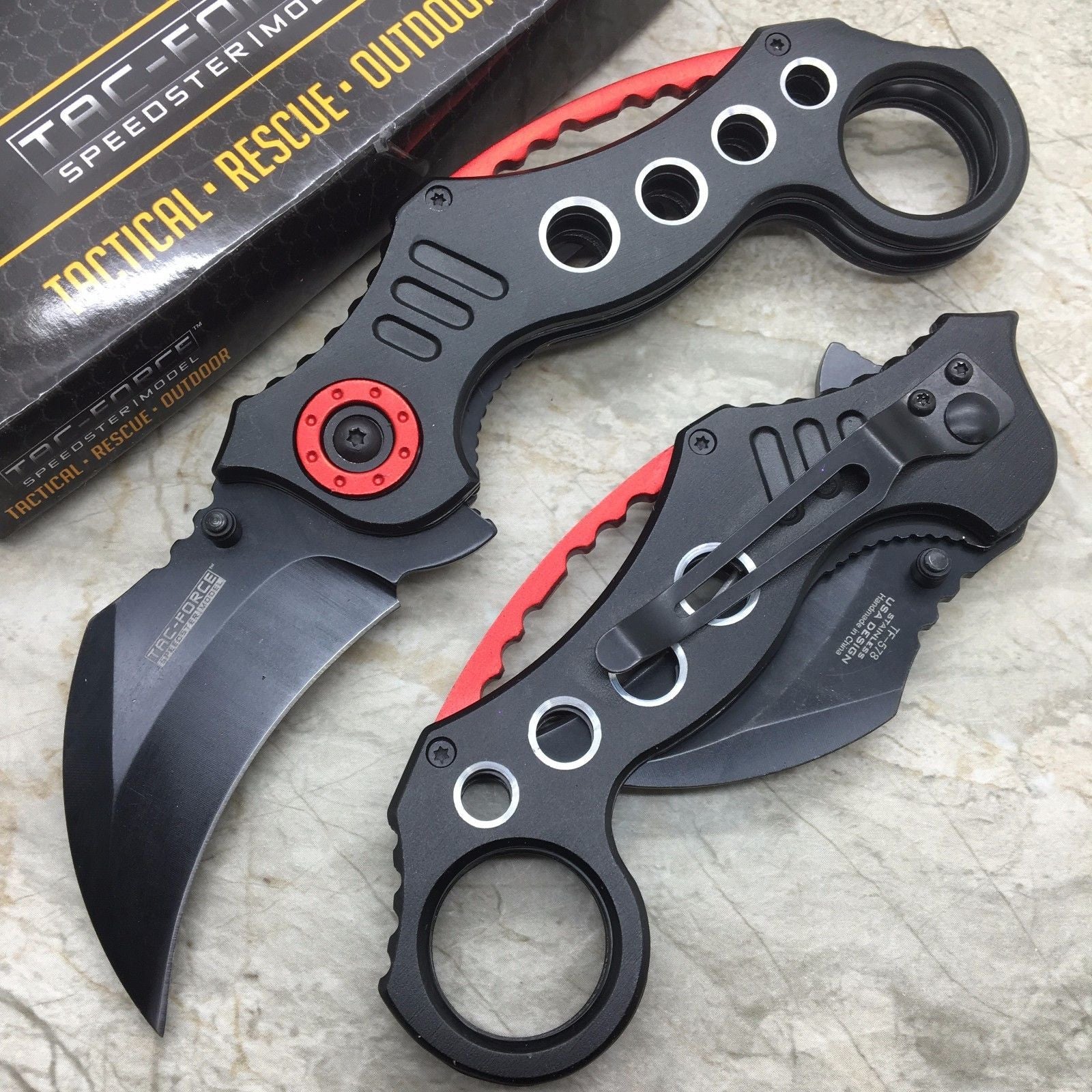 TAC FORCE Spring Assisted KARAMBIT STYLE Tactical Pocket Knife w/ Black Blade