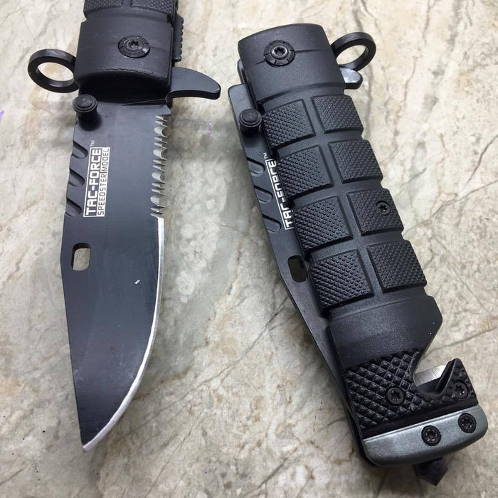 Tac Force Spring Assisted Open Black Bayonet Style Tactical Rescue Pocket Knife