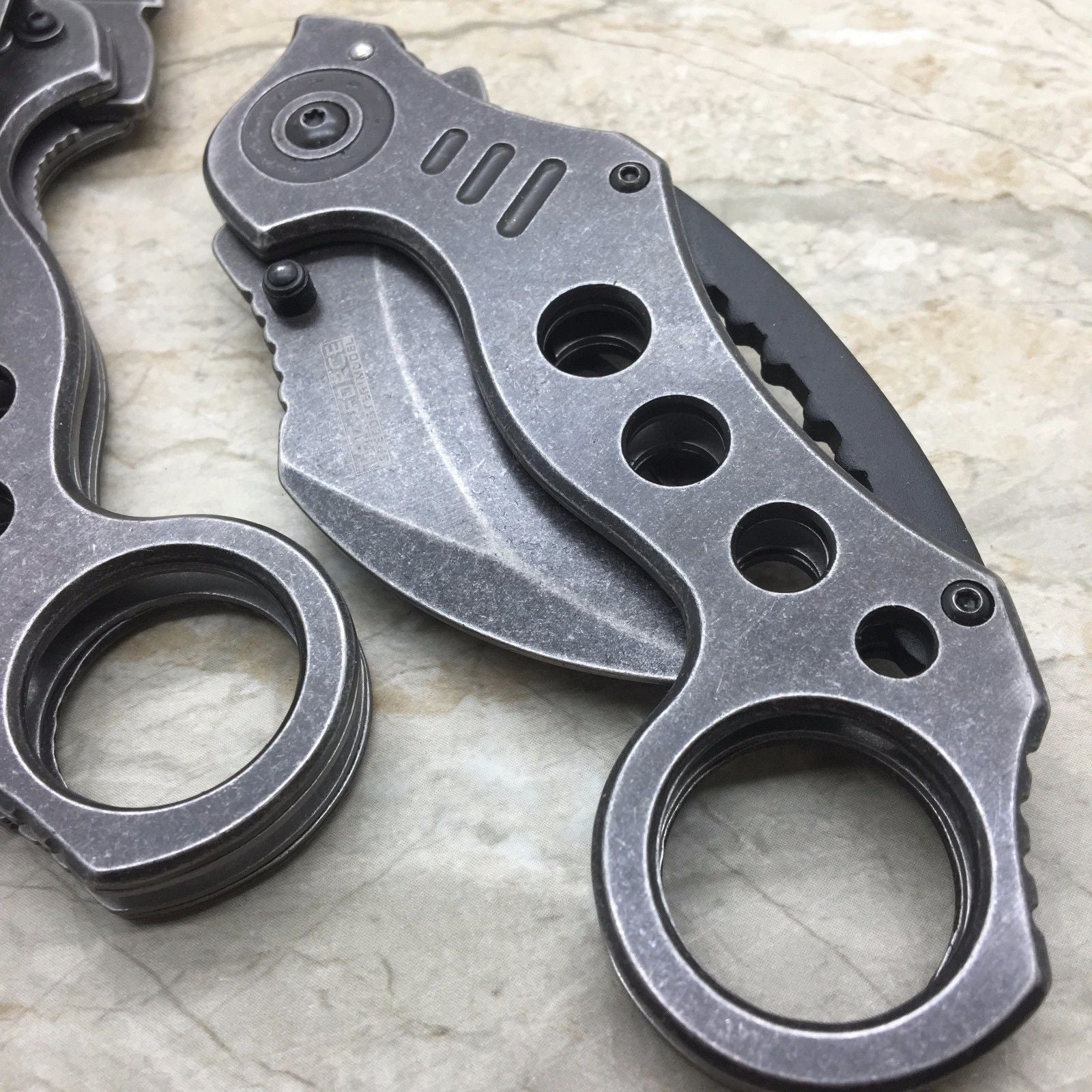 TAC FORCE Stone Wash Spring Assisted KARAMBIT STYLE Tactical Pocket Knife