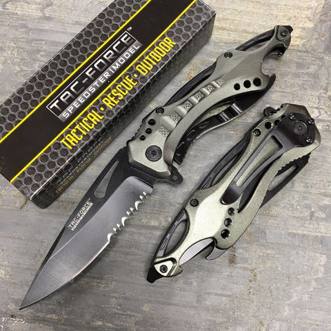 Tac Force Assisted Open Gray Beer Opener Tatical Outdoor Hunting Pocket Knife