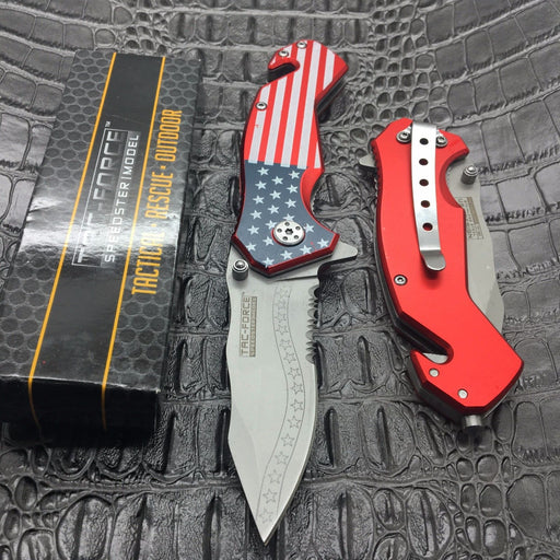 TAC FORCE Spring Assisted USA Flag United States Camping Hunting Pocket Knife