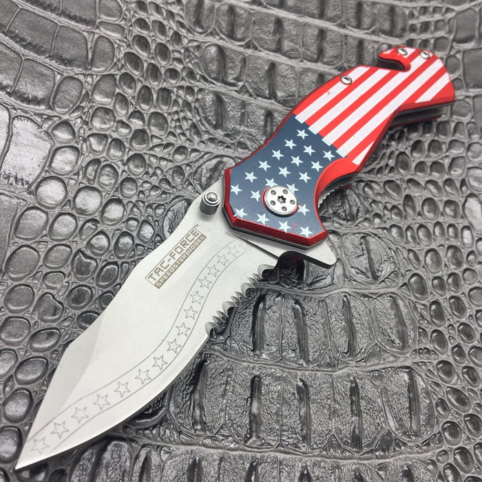 TAC FORCE Spring Assisted USA Flag United States Camping Hunting Pocket Knife
