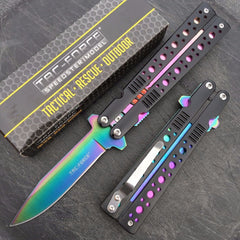 Tac Force Spring Assisted Rainbow Blade Folding Aluminum Handle Pocket Knife