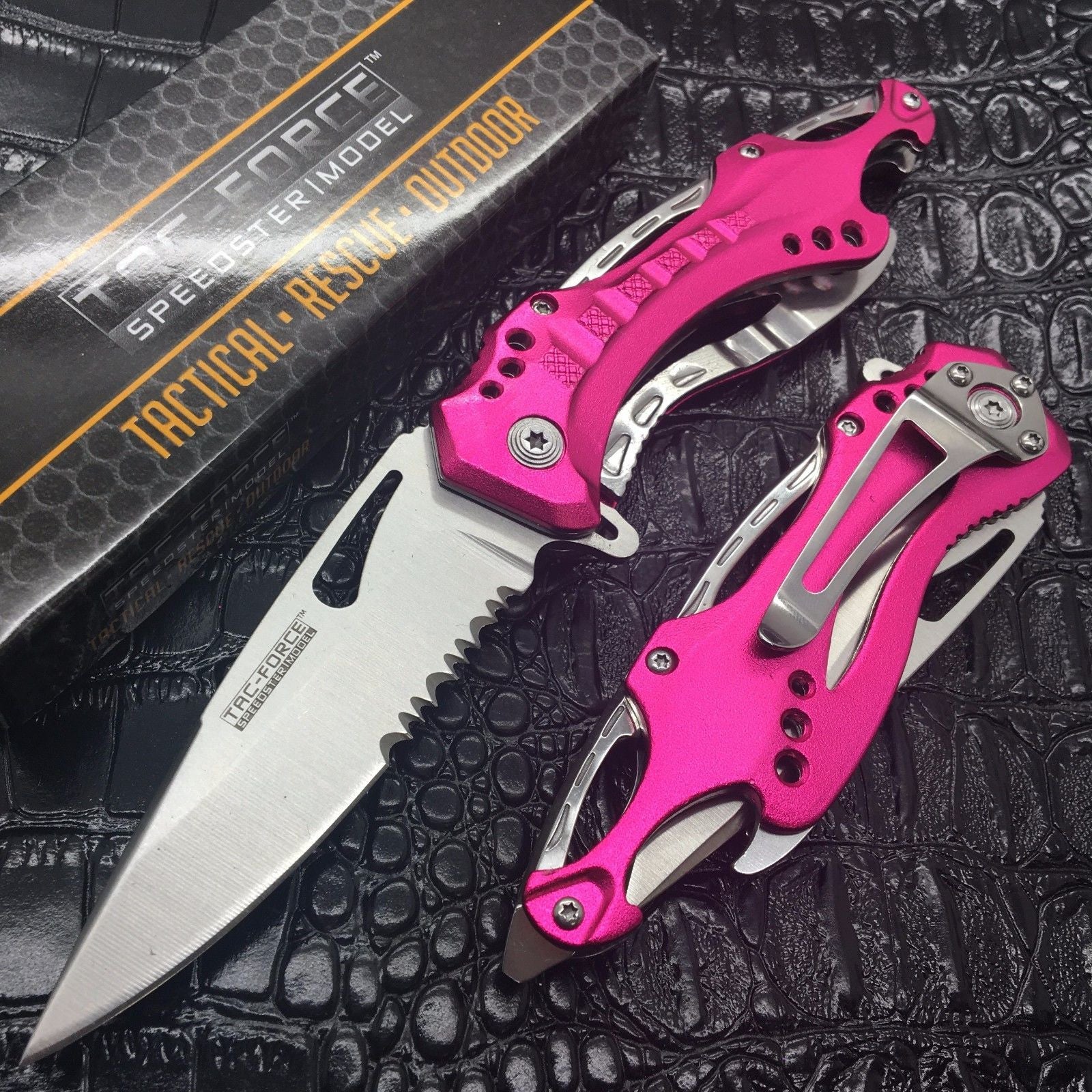 TAC FORCE Assisted Open Folding  Pocket Camping Rescue Blade Pink Knife