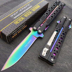 Tac Force Spring Assisted Rainbow Blade Folding Aluminum Handle Pocket Knife
