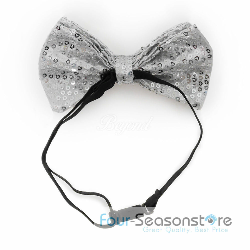 Silver Glitter Bow Tie