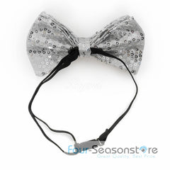 Silver Glitter Bow Tie