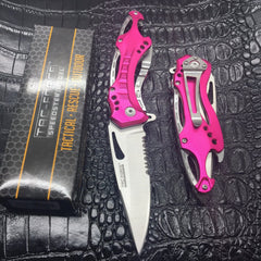 TAC FORCE Assisted Open Folding  Pocket Camping Rescue Blade Pink Knife