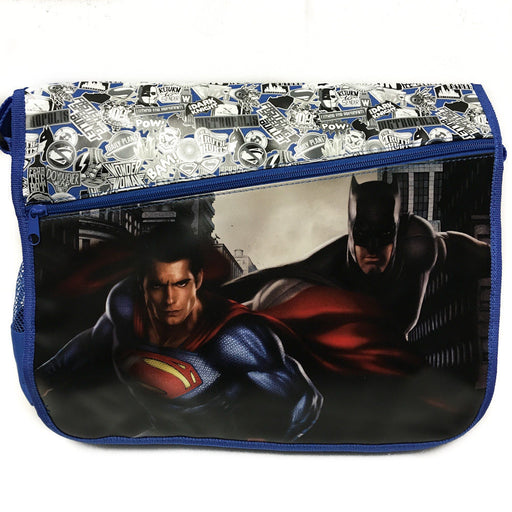 DC Comis Batman vs Superman 16" Large Blue Messenger Backpack School Book Bag