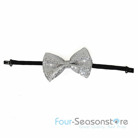 Silver Glitter Bow Tie
