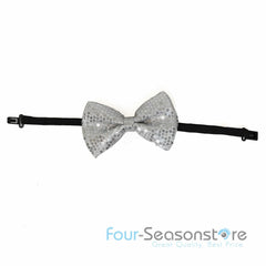 Silver Glitter Bow Tie