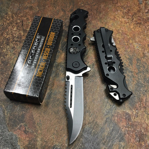 Tac Force Black Skull Head Handle Pocket Hunting Tactical hunting Handy Knife