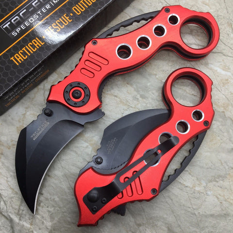 TAC FORCE Red Spring Assisted KARAMBIT STYLE Tactical Pocket Knife