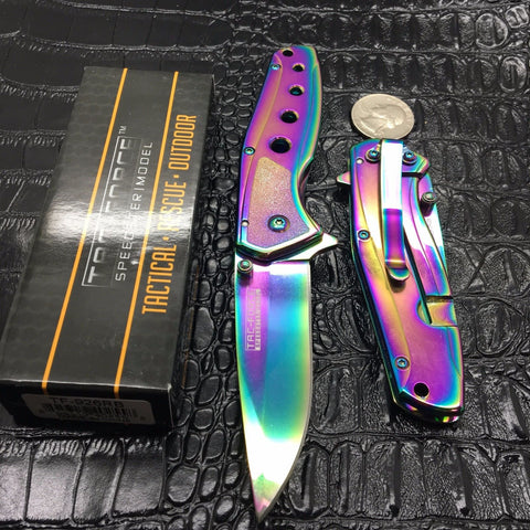 Tac Force All Rainbow Tactical Spring Assisted Small Gentlemen Pocket Knife