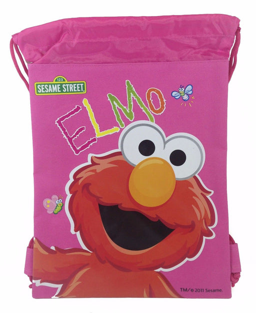 Sesame Street Elmo Drawstring Backpack School Sport Pink Gym Bag