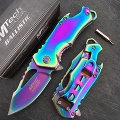 MTech Ballistic Rainbow Small Pocket Knife w/ Bottle Opener!