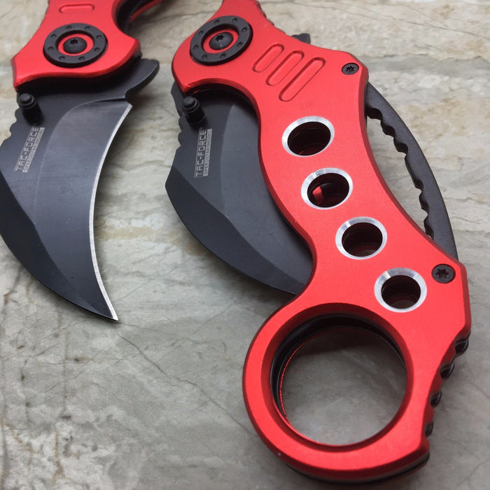 TAC FORCE Spring Assisted Pocket Knives KARAMBIT CLAW RED Blade Tactical  Knife
