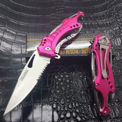 TAC FORCE Assisted Open Folding  Pocket Camping Rescue Blade Pink Knife
