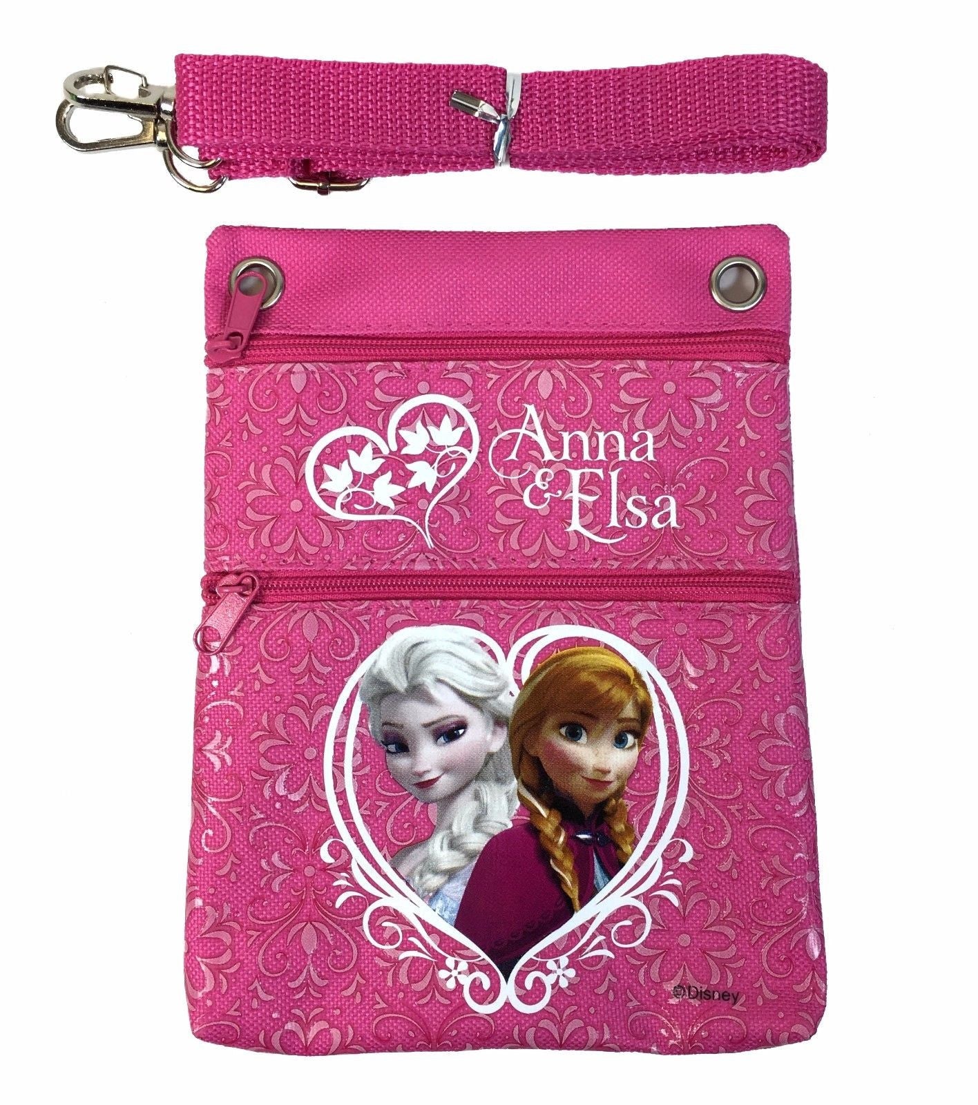 Disney Frozen Pink Elsa Anna Wallet Camera Pouch Bag Purse Shoulder Strap 7.5"