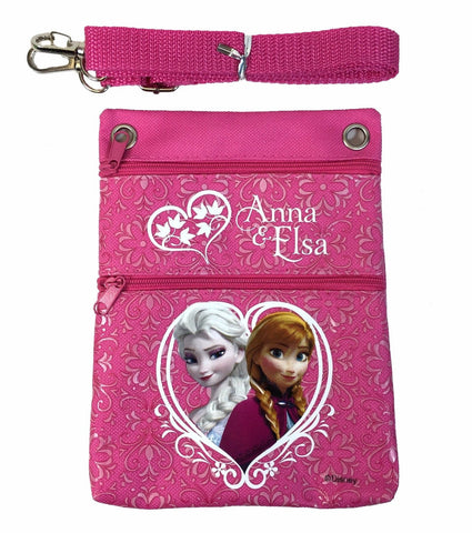 Disney Frozen Pink Elsa Anna Wallet Camera Pouch Bag Purse Shoulder Strap 7.5"