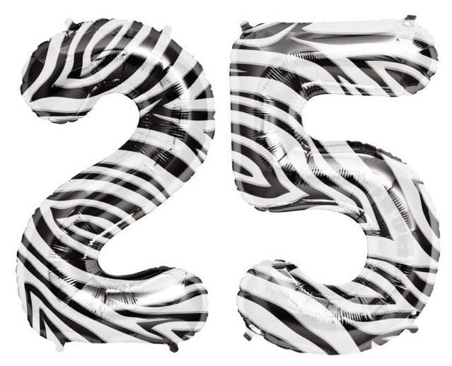 Giant 34" Mylar Zebra Foil Number Balloons **HELIUM/AIR ARE NOT INCLUDED**