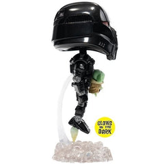 Star Wars: The Mandalorian Dark Trooper with Grogu Glow-in-the-Dark Pop! Vinyl Figure - Entertainment Earth Exclusive